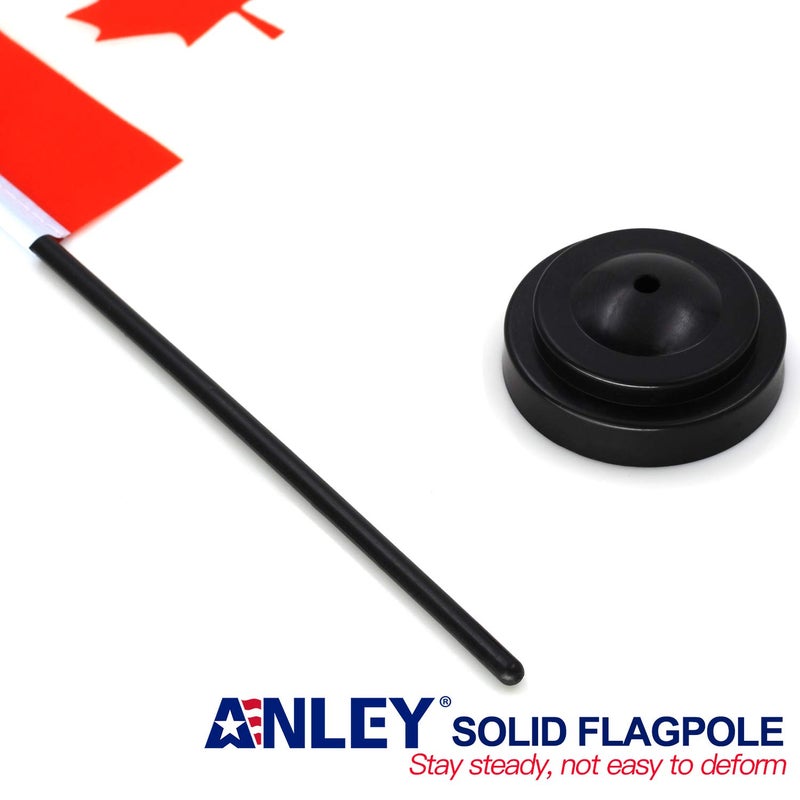 Anley Canada Deluxe Desk Flag Set - 6 x 4 Inch Miniature Canadian Desktop Flag with 12" Solid Pole - Vivid Color and Fade Resistant - Black Base and Spear Top - Image 3